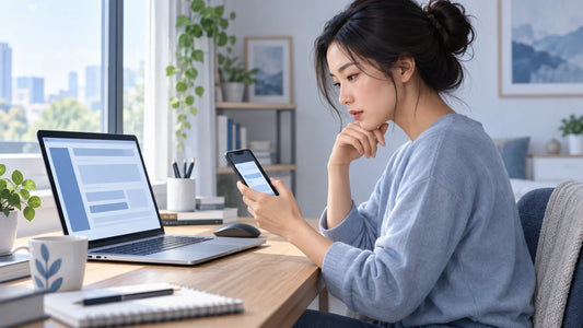 求职者在家用电脑与手机核实招聘消息